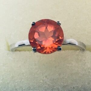 Sterling Silver & Orange Faceted Gemstone Ring